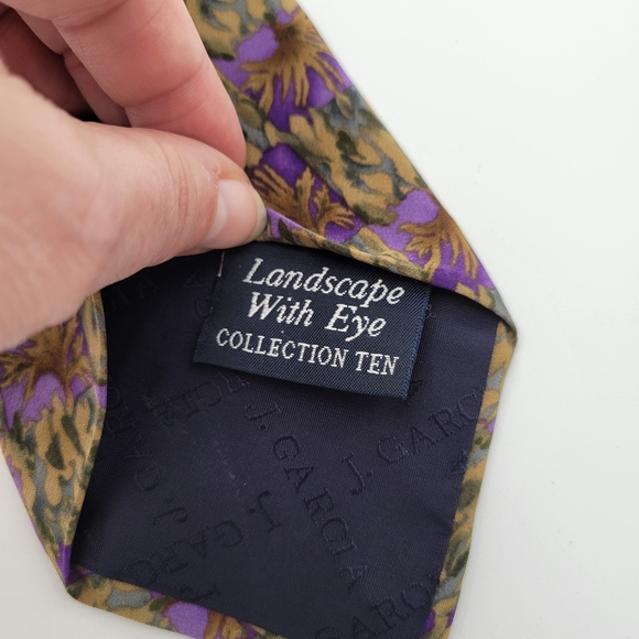 Jerry Garcia Silk Tie Landscape with eye Collection 10 Purple & tan - Picture 5 of 6